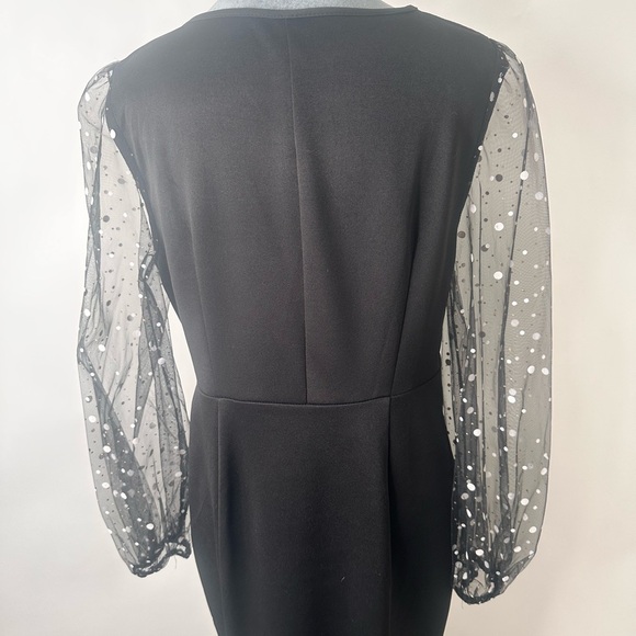 Formal Round Neck Long Sleeve Waist Trimming Mesh Fishtail Maxi Dress size L - Picture 13 of 16